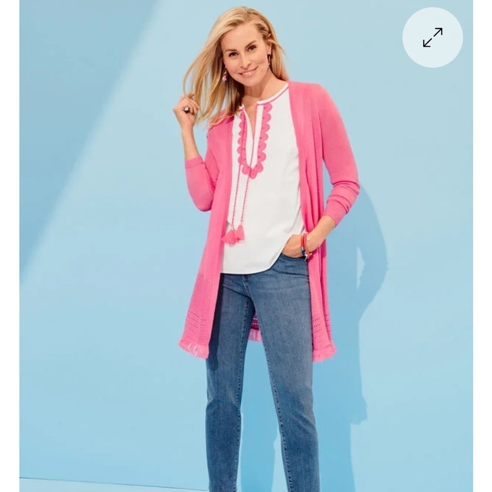 NWT Talbots Appliquéd Tassel Poplin Tunic Sz Petite Large